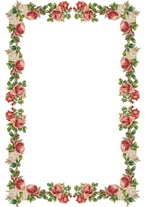 Free digital vintage rose frame and border png - Rosenrahmen - freebie ...