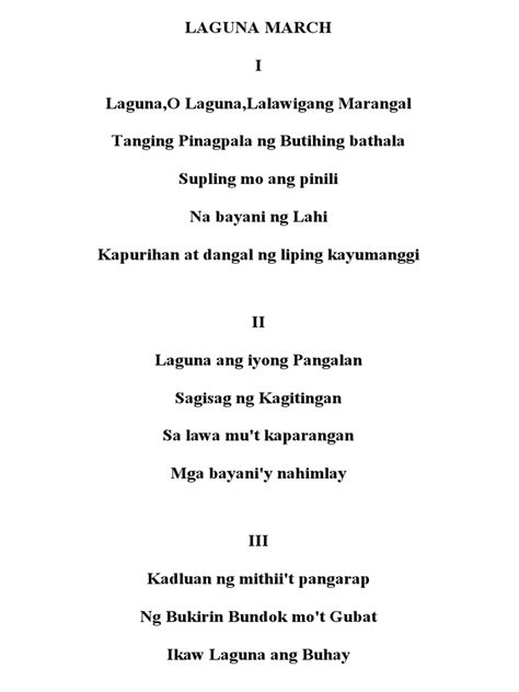 Calabarzon March - Laguna March - Himno NG Santa Cruz | PDF