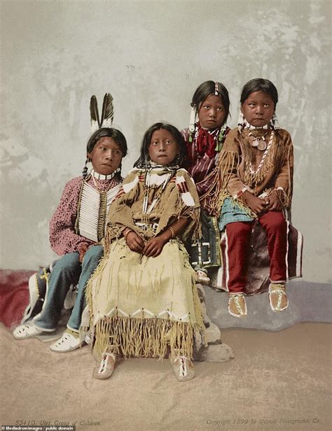 A group of Ute children, 1899. Utes had a reputation of fierce warriors, with Spanish sett ...