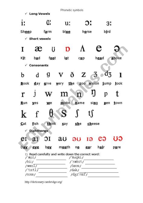 Phonetic symbols - ESL worksheet by readingaol