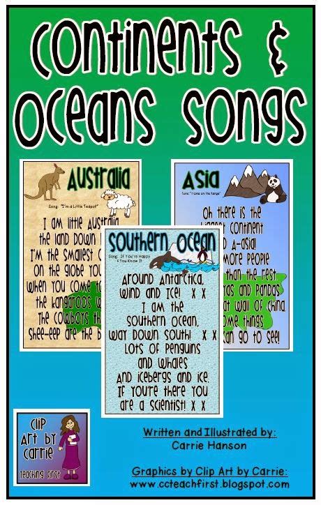 Clip Art by Carrie Teaching First: Continents and Oceans Songs