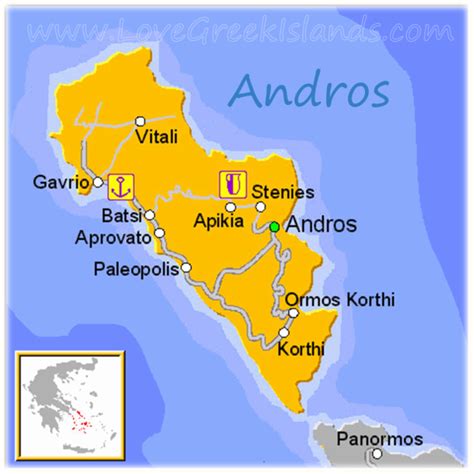 Map of Andros, Greece - Greek Islands