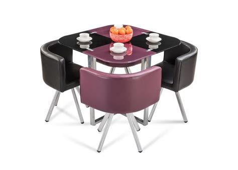 NEON Glass Stowaway Dining Set from Durian is a compact setup comprises of a table and four ...