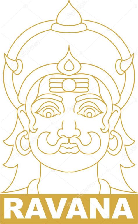 Dibujo o boceto de diez Ravana cabeza o Dashakanta Ravan Esquema Editable Vector Ilustración 2023