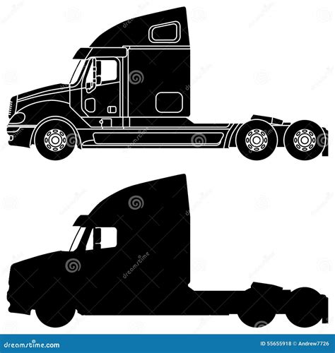 Silhouette Of A Truck Freightliner Columbia. Stock Photo - Image: 55655918