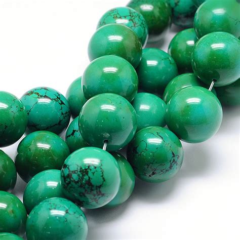 Green Turquoise Beads | Round Natural Gemstone Loose Beads | Sold by 15 ...