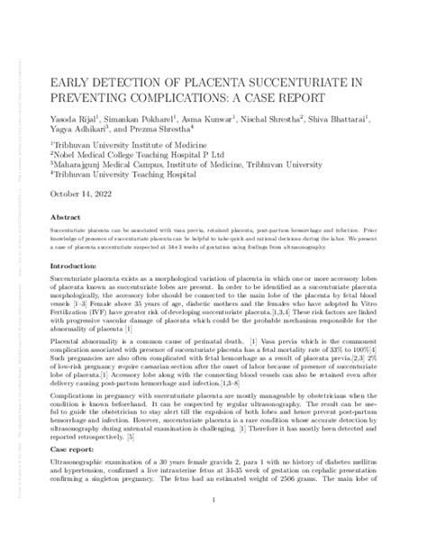 (PDF) Early Detection of Placenta Succenturiate in Preventing Complications: A Case Report ...