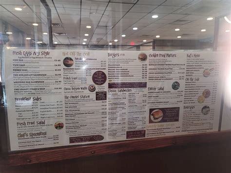 Menu at Pete’s Legacy Diner restaurant, Vestal