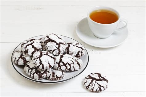 Homemade Chocolate Crinkles Cookies Powdered Sugar Stock Photo - Image of closeup, recipe: 81334132