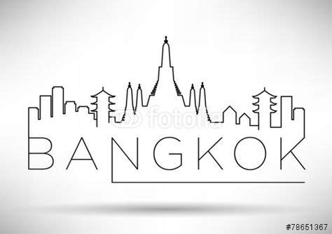 the word bangkok is written in black and white with an outline of buildings on it