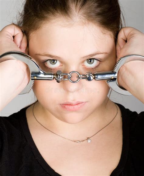 Handcuffed Young Beautiful Woman Stock Photo - Image of female, glamour ...