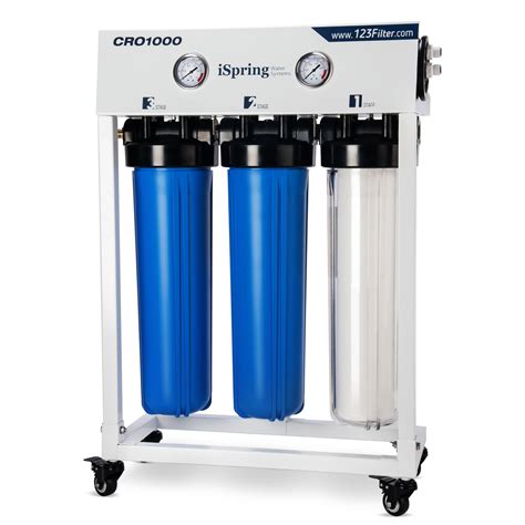 iSpring CRO1000 4-Stage Tankless Commercial Reverse Osmosis Drinking Water Filtration System for ...