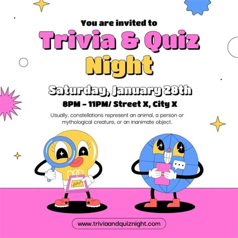 Edit online this Cool Pub Trivia & Quiz Night Invitation layout for free