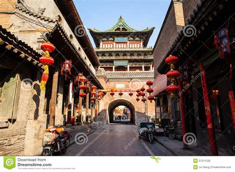 Taigu Old Town Scene-Taigu Old Town Streets and Old Commercial Buildings Editorial Photography ...