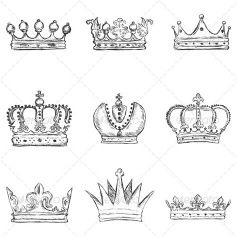 Set of Sketch Royal Crown Icons | Crown drawing, Crown tattoo design ...