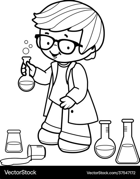 Child doing science experiments Royalty Free Vector Image