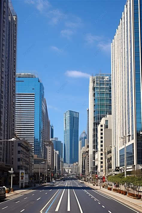 This Photo Shows Several Wide Streets Lined With Tall Buildings ...