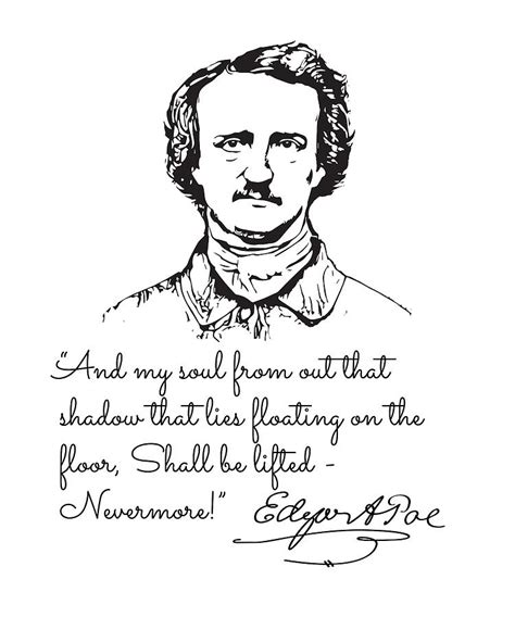 Edgar Allan Poe Quotes Inspirational On Love Death Drawing by Bruno ...