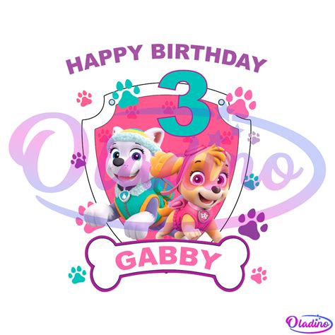 Happy Birthday Gabby 3rd PNG Digital File, Gabby's Birthday PNG