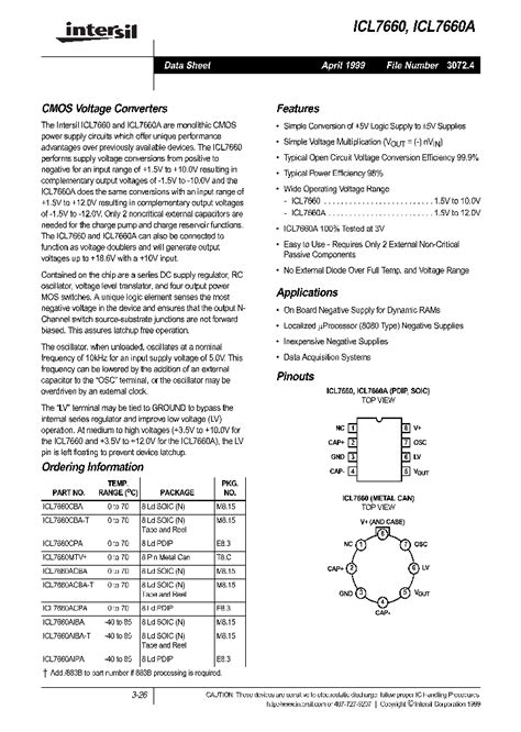 ICL7660_15074.PDF Datasheet Download --- IC-ON-LINE