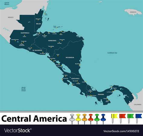 Central America Map Countries Capitals - United States Map