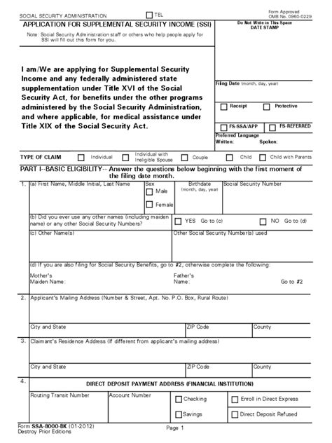 Supplemental Security Income Application Form - 2 Free Templates in PDF ...