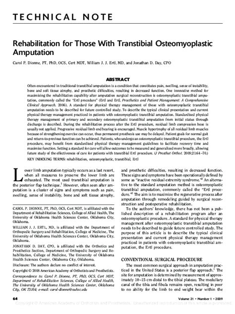 (PDF) Rehabilitation for Those With Transtibial Osteomyoplastic Amputation | Jonathan D. Day ...