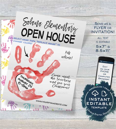 Back to School Open House Invitation, Editable Parent meet the Teacher