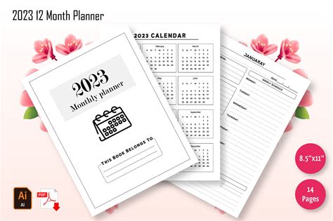 12 Month Printable Planner Graphic by graphicsCave021 · Creative Fabrica