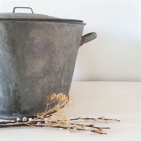 Large galvanised vintage metal tub with lid — Rag & Magpie