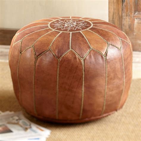 Leather Pouffe Natural | Etsy UK