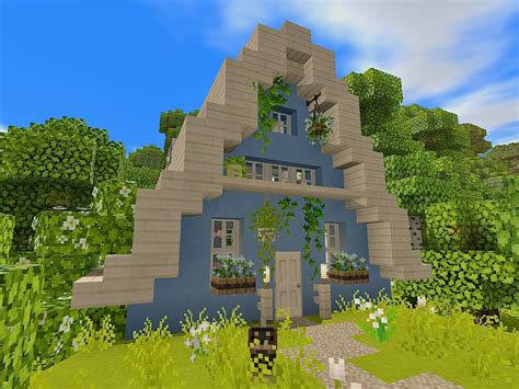 blue cottagecore a-frame house | Minecraft houses, Cute minecraft ...