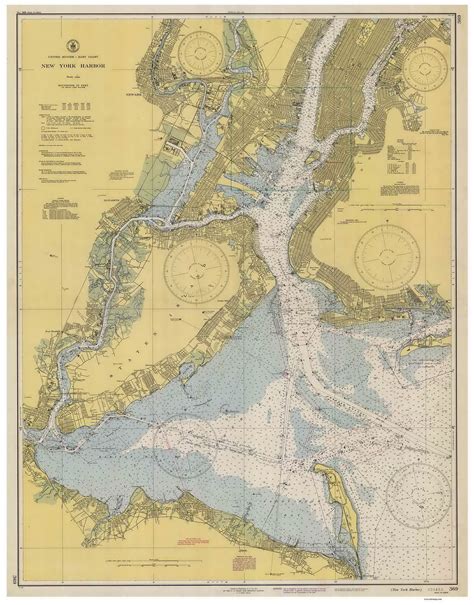 New York Harbor 1944 - Old Map Nautical Chart AC Harbors 369 - New York - OLD MAPS