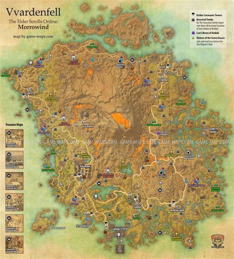 Vvardenfell zone map for The Elder Scrolls Online: Morrowind. Vivec ...