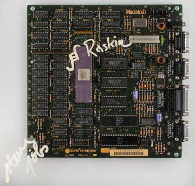 Steve Jobs and Jef Raskin Signed 128K Macintosh Motherboard Display