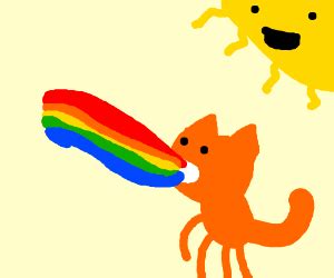 kawaii cat barfing rainbows - Drawception