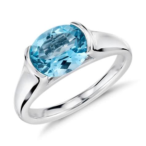 Blue Topaz Oval Ring in Sterling Silver (10x8mm) | Blue Nile