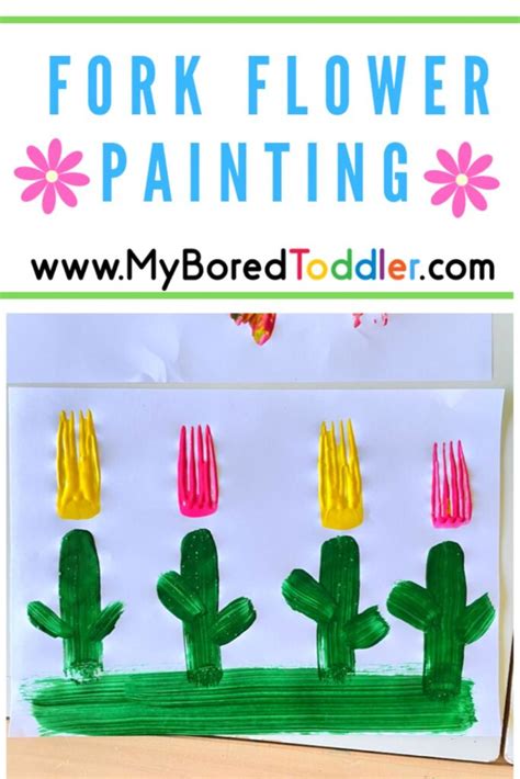 Fork Flower Painting - My Bored Toddler Fun Painting Activity!