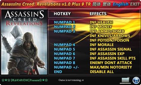 TOP TRAINERS FOR PC GAMES: Assassin’s Creed: Revelations v1.0 +9 ...