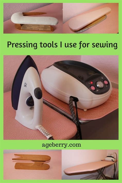 Pressing tools I use for sewing: iron, ironing board, edge presser, pressing board, sleeve ...