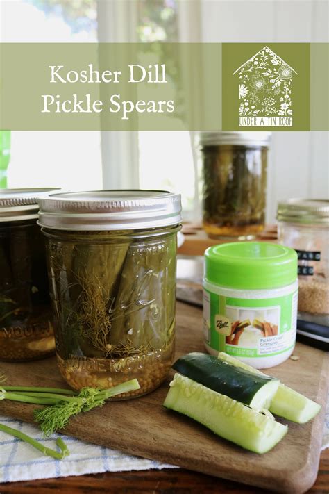 Canned Kosher Dill Pickle Spears with Ball® Canning — Under A Tin Roof™ | Pickles, Pickling ...