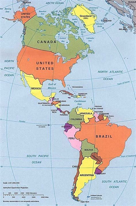 Mapa Polu00edtico de Amu00e9rica con Pau00edses