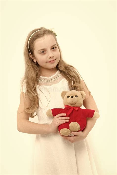 Girl Smile with Soft Toy Gift Stock Image - Image of cute, xmas: 132106167