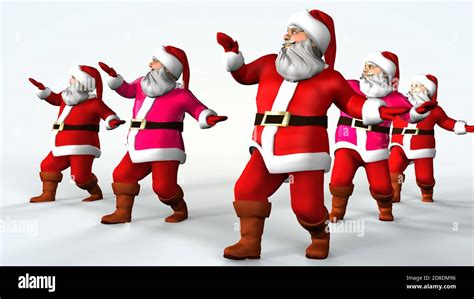 Merry Christmas Santa Clauses are dancing. 3d rendering Stock Photo - Alamy