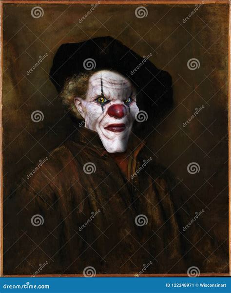 Evil Clown, Rembrandt Surreal Oil Painting Royalty-Free Stock Photo ...