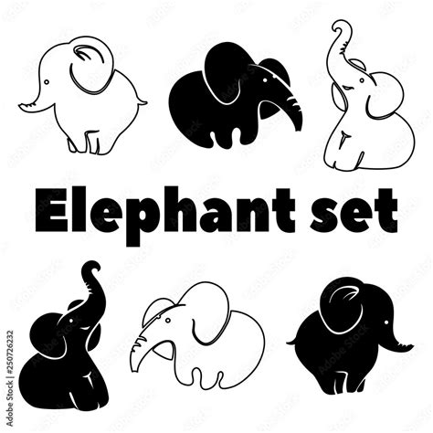 Elephant silhouette cartoon style vector illustration Stock Vector ...