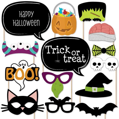 Trick or Treat - Halloween Party Photo Booth Props Kit - 20 Count - Walmart.com