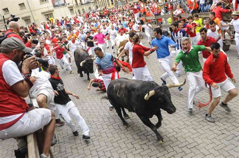 The Running of the Bulls in Pamplona, Spain