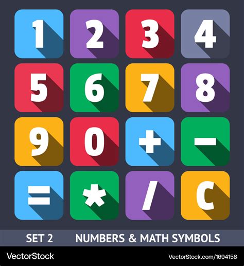 Flat numbers and mathematical symbols Royalty Free Vector