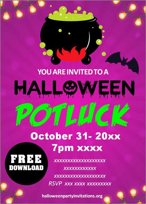 Free Printable Halloween Potluck Invitations Templ… | Printable ...